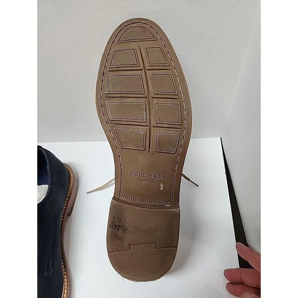 Cole Haan Tyler Grand Plain Ox Shoes Mens 12M Marine Blue Wax C25105